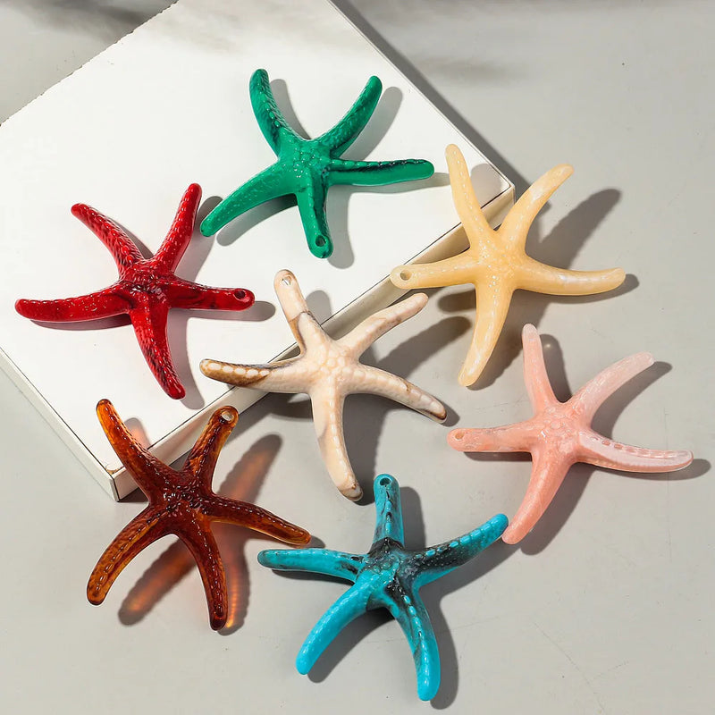 2pcs Colorful Acrylic Extra Large Starfish Shape Charms for DIY Jewelry Making Pendant Necklace Bracelet Keychain Access