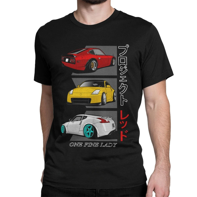 Fast Car Vehicle Vintage Tees Sleeve Round Neck Tee Shirt Cotton Plus Size Clothes One Fine Lady 240z 350z 370z Jdm Men