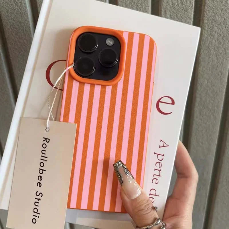 Colorful Striped Minimalist INS Couple Phone Case For iPhone 17 16 11 13 12 14 15 Pro Max XS X XR 7 8 Plus 16E 16 17 Pro