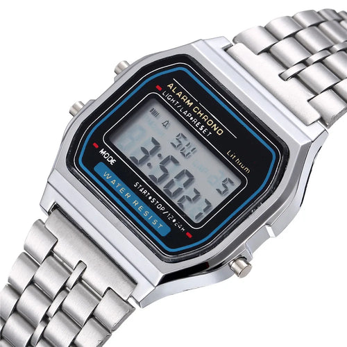 Luxury LED Digital Watch for Men Stainless Steel Men's Electronic Wristwatch Simple Business Gold Sliver Mens Watch Relo