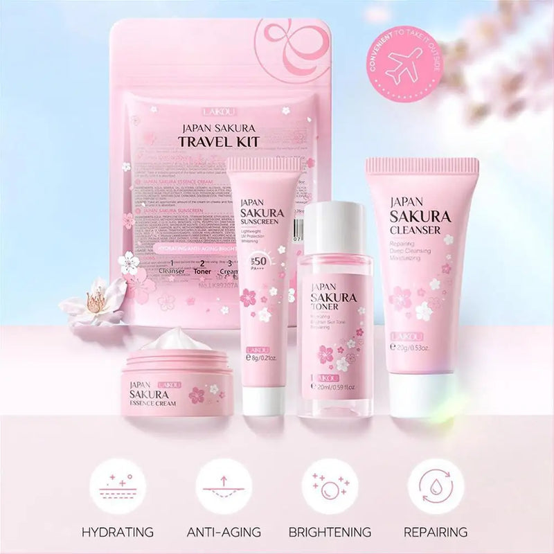 Sakura Skin Care Sets & Kits With Cleanser,Serum,Eye Cream,essence Cream Beauty Products For Women Gift Sets Routine Tra