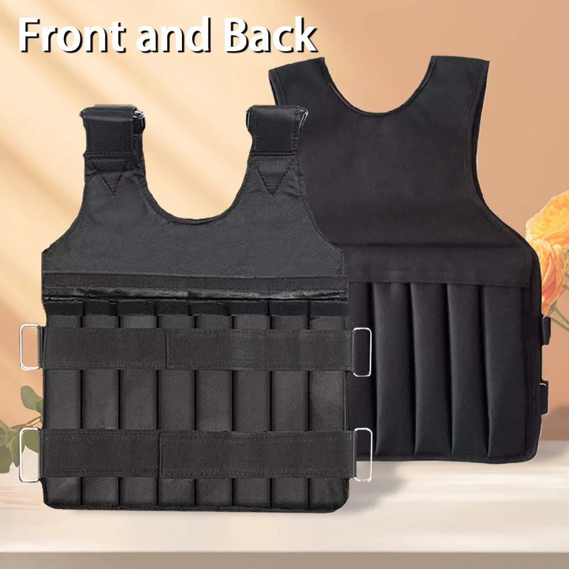 Adjustable 50kg Duty Weighted Vest Training Suit Empty Bag for Men Women Gym Workout Running Strength Training Fitness E