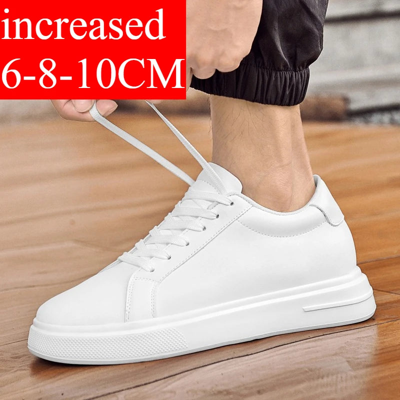 New Men's Sneakers Elevator Shoes Heightening Height Increase Insole 6-10CM High Heels Shoes Leather Sport Shoes Men Sho