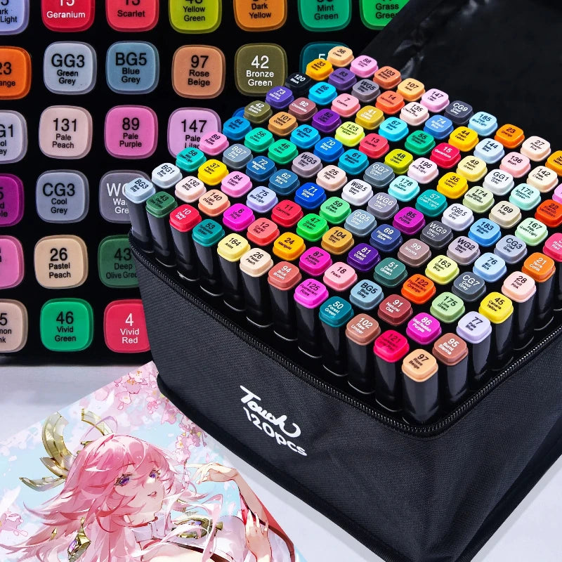 24-80 Colors Double Headed Oily Art Marker Pen Set for Draw Sketching Oily Tip Based Markers Graffiti Manga School Art S