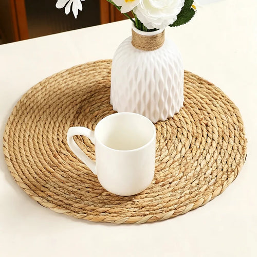 4Pc Handwoven Rattan Placemats - Heat Resistant Natural Table Mats for Dining, Kitchen, Wedding & Home Decor, Eco-Friend