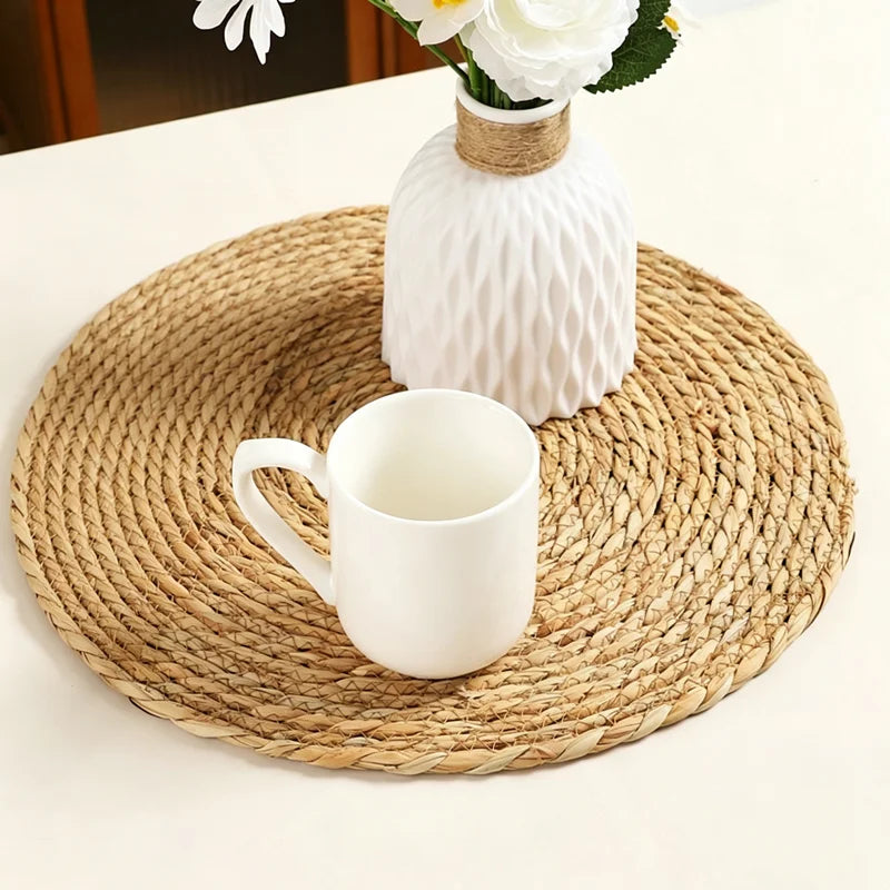 4Pc Handwoven Rattan Placemats - Heat Resistant Natural Table Mats for Dining, Kitchen, Wedding & Home Decor, Eco-Friend