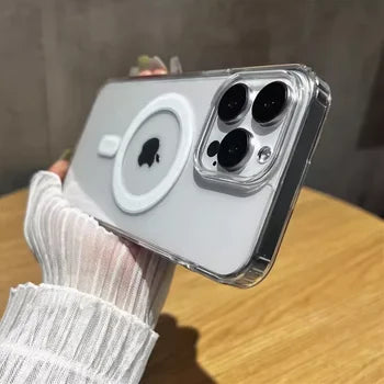 Clear For Magsafe Wireless Charge Phone Case For iPhone 16 15 14 13 12 11 Pro Max Plus Mini Magnetic Acrylic Transparent
