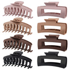 TOCESS Big Hair Claw Clips for Women - Neutral Large Claw Clip for Thin Thick Curly Hair 90'S Strong Hold 4.33 Inch Nonslip Matte Jumbo Hair Clips (8 Pcs)